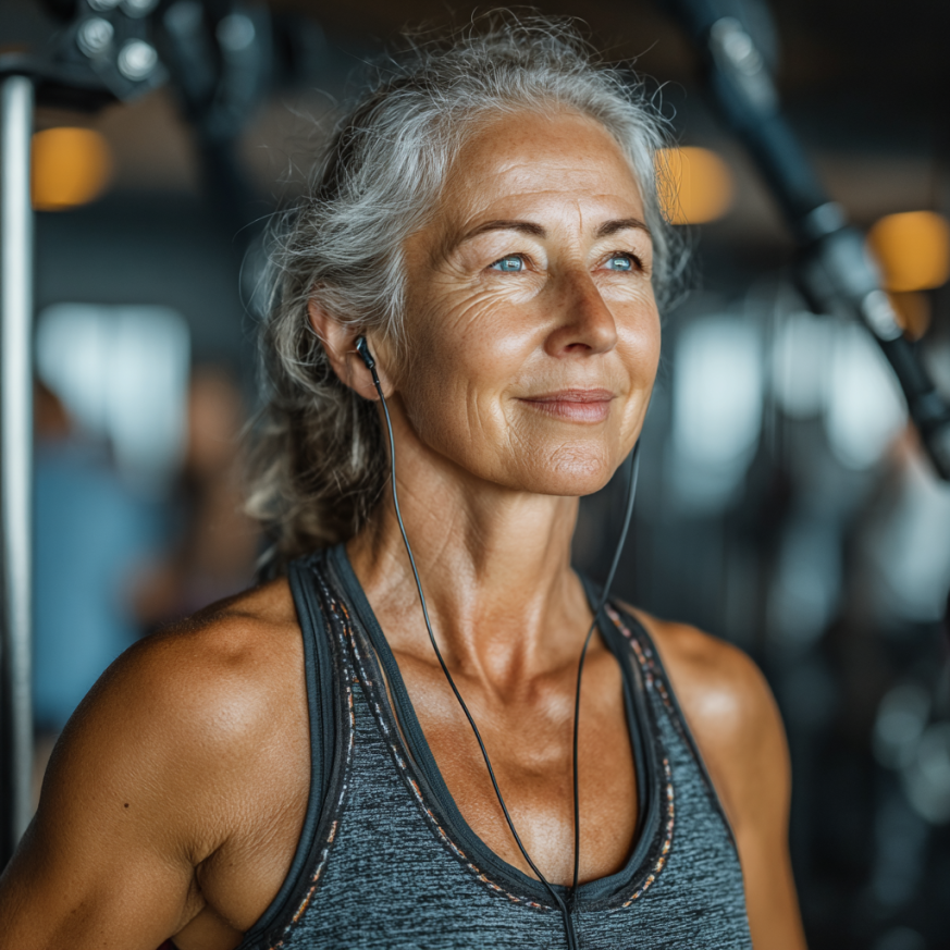 Активни възрастни хора при фитнес упражнения